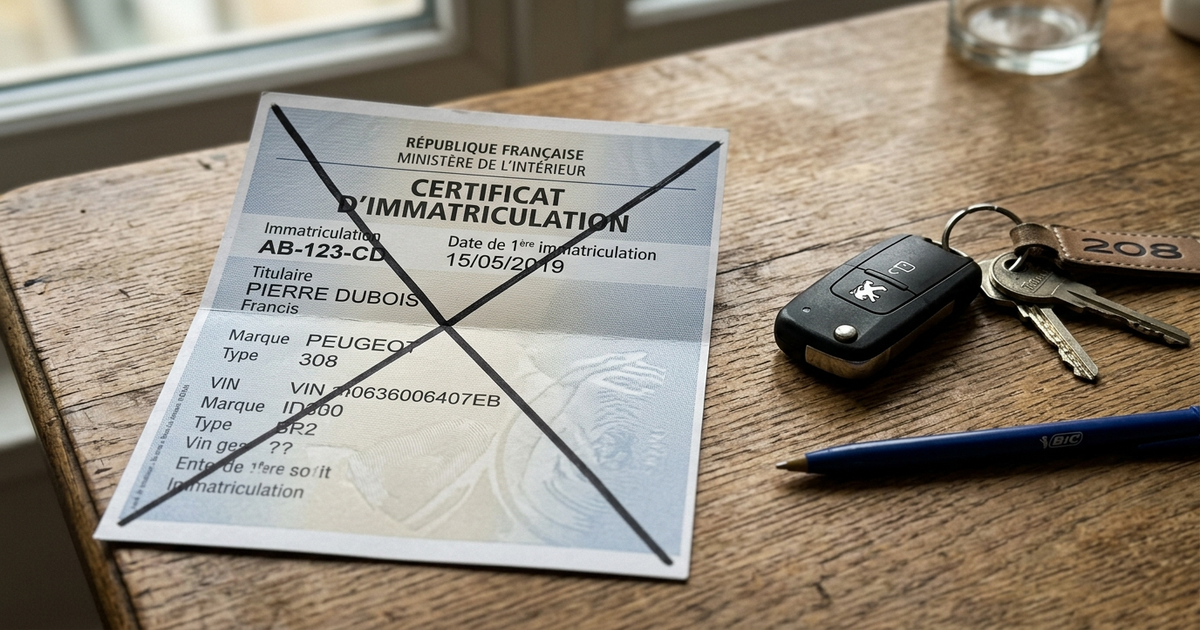 carte grise barrée non signée